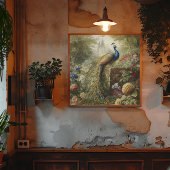 Botanisch: pauw in de buurt van kasteel in Engelse Poster