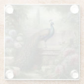 Botanisch: pauw op trap in een Engelse tuin Glazen Onderzetter (Achterkant)