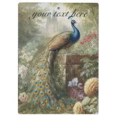 Botanisch: pauw op trap in een Engelse tuin Klembord (Achterkant)