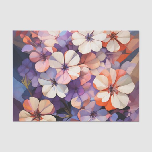 Botanisch Plant Abstract Phlox Bloemen Tissuepapier (Voorkant)