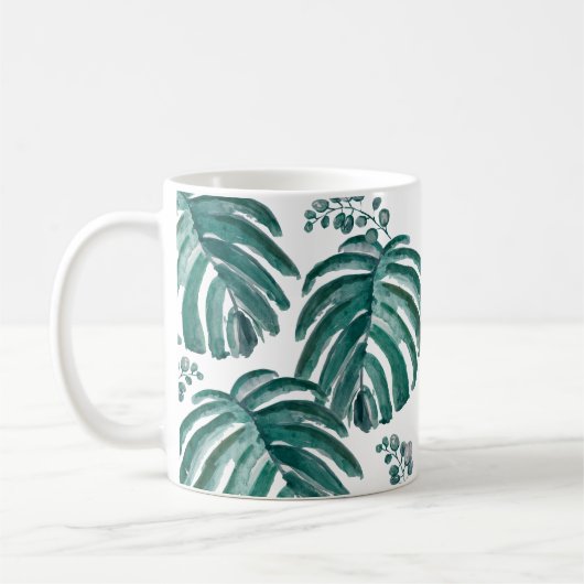 Botanisch Plant afdrukken Tropisch schilderen Koff Koffiemok (Links)