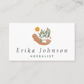 Botanisch Plant in de hand-herbalistisch minimalis Visitekaartje (Voorkant)