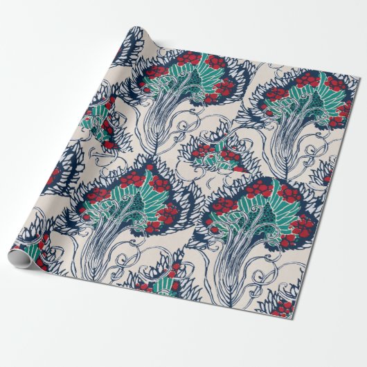 Botanisch pochoir patroon ten oosten van Samarkand Cadeaupapier (Uitgerold)