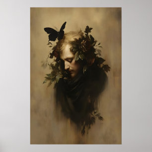 Botanisch Portret van Ziel Donkere Academia Print
