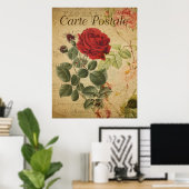  botanisch Poster - Frans Briefkaart Roos (Thuiskantoor)