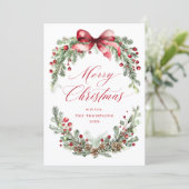 Botanisch Prettig Kerstfeest Winter Feestdagenkaart (Staand voorkant)