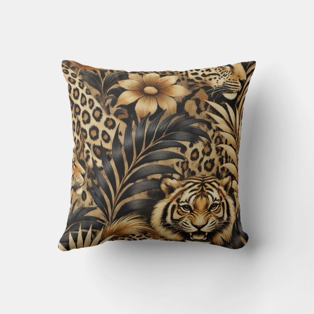 Botanisch printpatroon van dieren kussen (Achterkant)