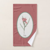  Botanisch Red Tulp Flower Cameo Bad Handdoek (Handdoek)