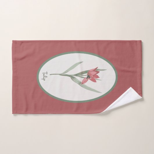  Botanisch Red Tulp Flower Cameo Bad Handdoek (Handdoek)