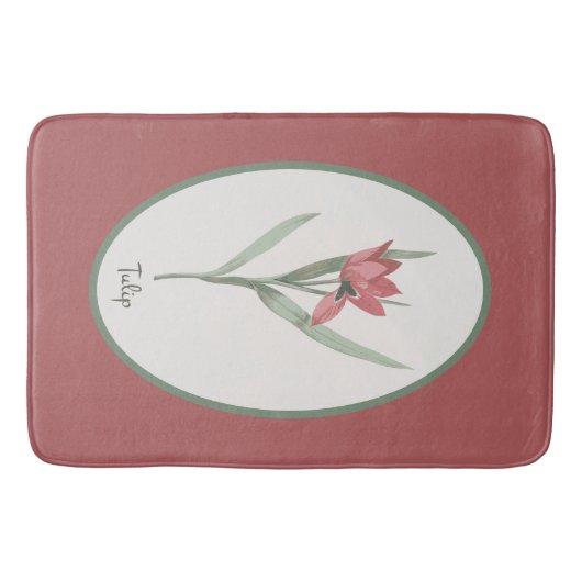 Botanisch Red Tulp Flower Cameo Badmat (Voorkant)