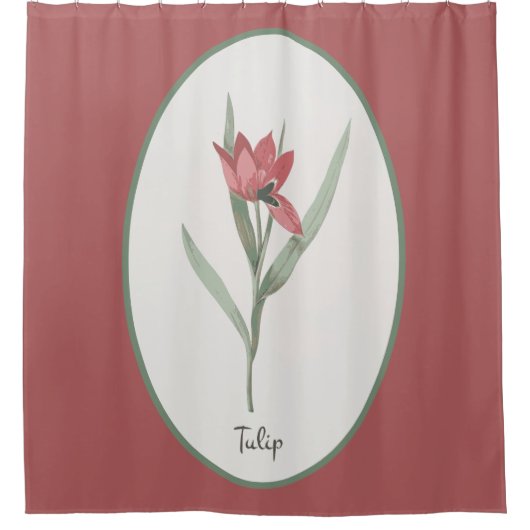  Botanisch Red Tulp Flower Cameo Douchegordijn (Voorkant)
