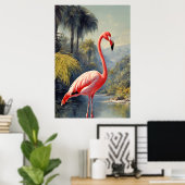 Botanisch regenwoud roze flamingo  poster (Thuiskantoor)