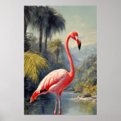 Botanisch regenwoud roze flamingo poster (Voorkant)