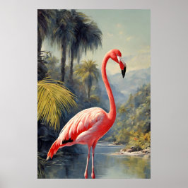 Botanisch regenwoud roze flamingo  poster
