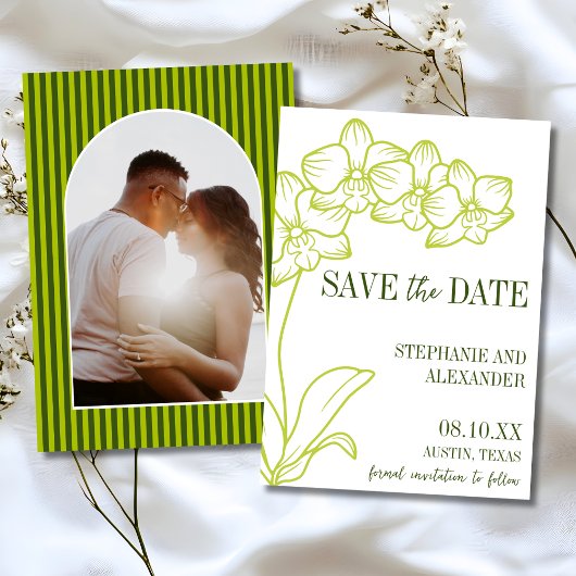 Botanisch Retro Vet Chartreuse Foto Bruiloft Save The Date
