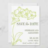Botanisch Retro Vet Chartreuse Foto Bruiloft Save The Date (Voorkant)
