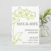 Botanisch Retro Vet Chartreuse Foto Bruiloft Save The Date (Staand voorkant)