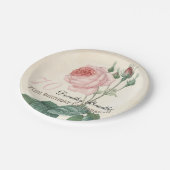  Botanisch Roos 70e verjaardag PP Papieren Bordje (Gekanteld)