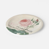  Botanisch Roos 80e verjaardag PP Papieren Bordje (Gekanteld)