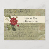 Botanisch Roos Frans  papier Bewaar de datum Aankondigingskaart (Voorkant)