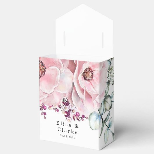 Botanisch Roos Gold Floral Eucalyptus Weddenschap Bedankdoosjes (Geopend)