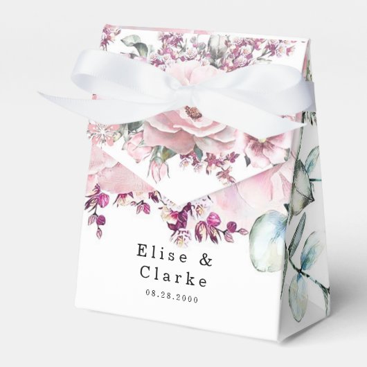 Botanisch Roos Gold Floral Eucalyptus Weddenschap Bedankdoosjes (Voorkant Zijde)