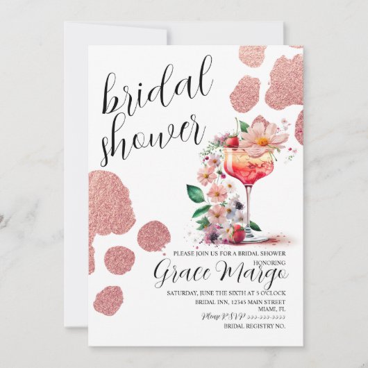 Botanisch Roos Goud Vrijgezellenfeest Kaart (Voorkant)