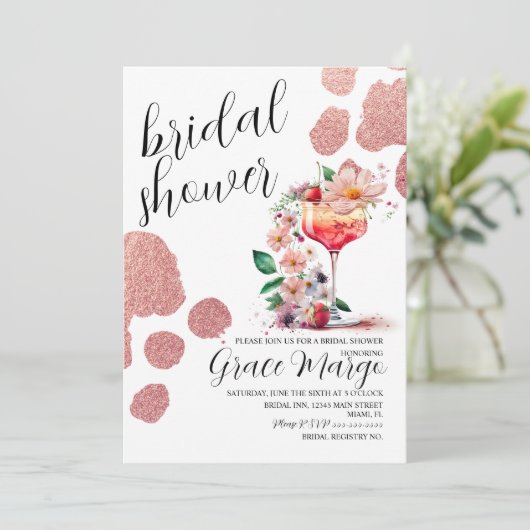 Botanisch Roos Goud Vrijgezellenfeest Kaart (Staand voorkant)