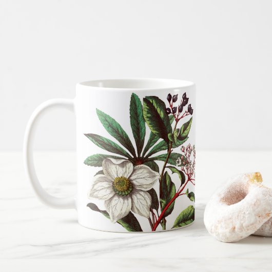 Botanisch Roos met kerstmis Vloer Bouquet Koffiemok (Met donut)