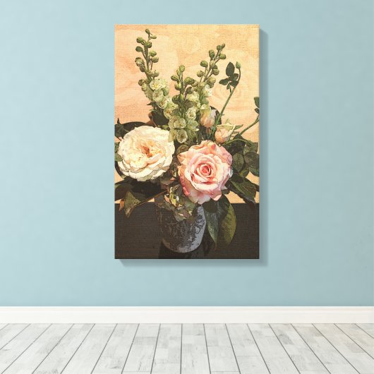 Botanisch Roos Schilderen Canvas Afdruk (Insitu (Houten vloer))