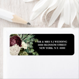 Botanisch roos van het blote land Burgundy zwart Etiket