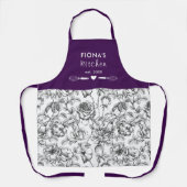 Botanisch Roos zwart en Paars, op maat gemaakt Schort (Voorkant)