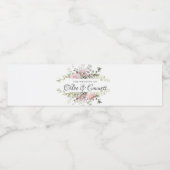 Botanisch Roze Bloemen Bruiloft Water Fles Label Waterfles Etiket (Enkel label)