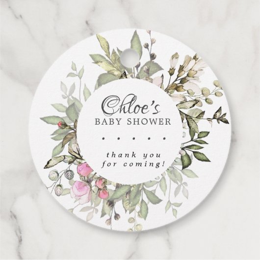 Botanisch roze bloemig Baby shower dank u Bedankjes Labels (Achterkant)