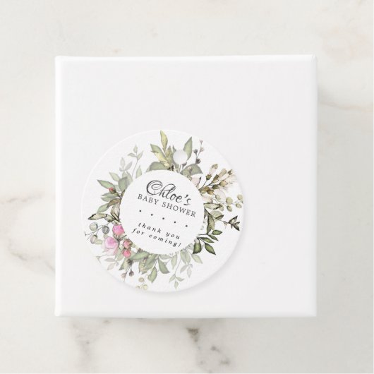 Botanisch roze bloemig Baby shower dank u Bedankjes Labels (In situ)