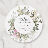 Botanisch roze bloemig Baby shower dank u Bedankjes Labels (Voorkant)