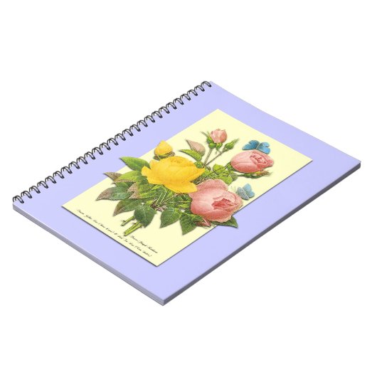 Botanisch roze geel rozen Notitieboek (Linkerzijde)
