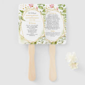 Botanisch Roze Groen Goud Geometrisch Lijst Bruilo Handwaaier (Voorkant en achterkant)