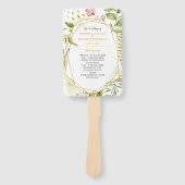 Botanisch Roze Groen Goud Geometrisch Lijst Bruilo Handwaaier (Voorkant)