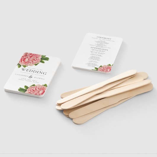 botanisch roze pinda's Wedding Programme Handwaaier (Niet-gemonteerd)