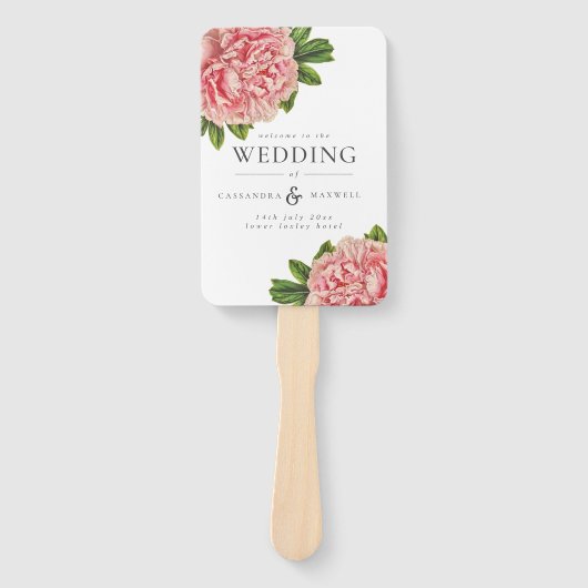  botanisch roze pinda's Wedding Programme Handwaaier (Voorkant)