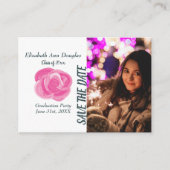 Botanisch Roze Roze Afstuderen Save the Date Advieskaart (Voorkant)