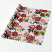  botanisch / roze roze roze losbladige kraft of cadeaupapier (Uitgerold)