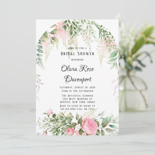 Botanisch roze Vrijgezellenfeest van de wei Kaart (Staand voorkant)