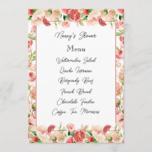 Botanisch Roze Zomer Fruit en Bloemen Menu Kaart