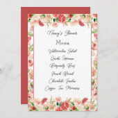 Botanisch Roze Zomer Fruit- en Bloemen Menukaart (Voorkant / Achterkant)