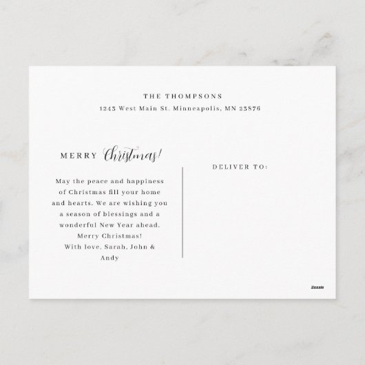 Botanisch & rustiek 1 foto Bloemenboog Kerst Feestdagenkaart (Achterkant)