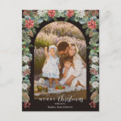 Botanisch & rustiek 1 foto Bloemenboog Kerst Feestdagenkaart (Voorkant)