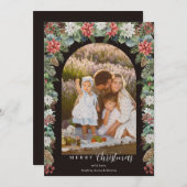 Botanisch & Rustiek 1 Foto Bloemenboog Kerstmis Feestdagenkaart (Voorkant / Achterkant)