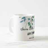 botanisch ruw groen vierkant behalve datum mok (Voorkant links)